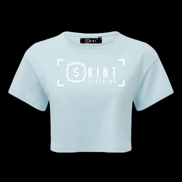 Skint Crop Top Velvet-Tee [Sky blue]