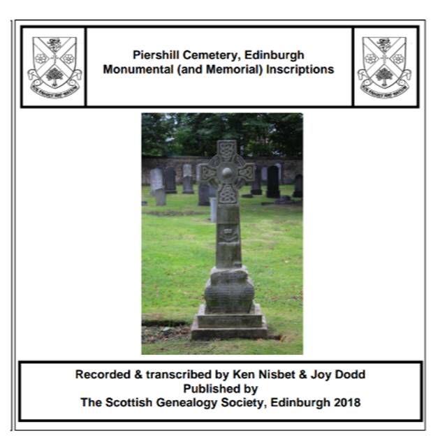 Piershill Cemetery, Edinburgh Monumental Inscriptions CD