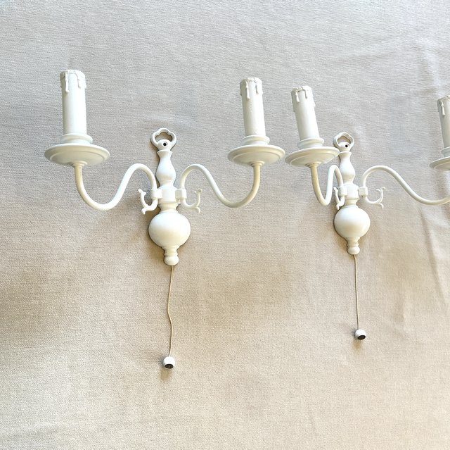 Weiße Wandleuchter Paar Metall  Landhaus Style 