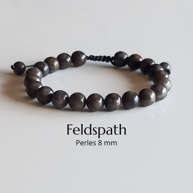 Bracelet ajustable en Feldspath arc en ciel