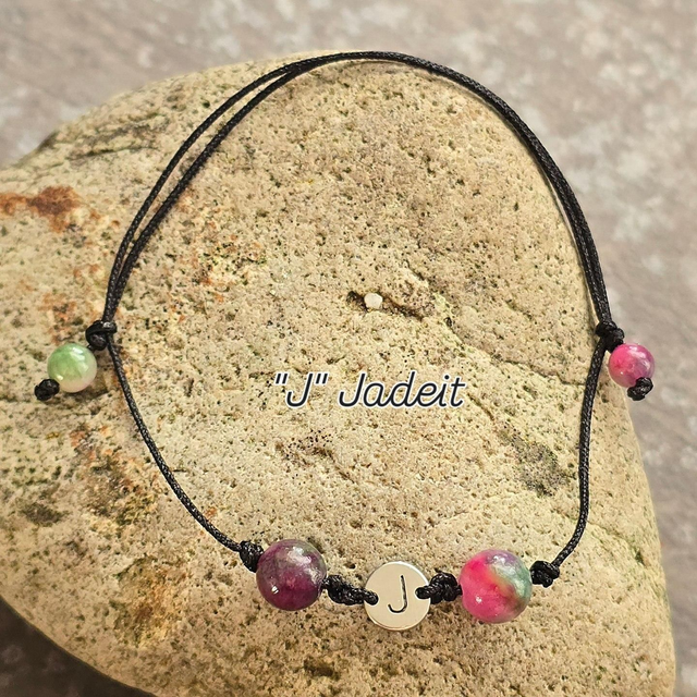 Initialen Armband "J" Jadeit 