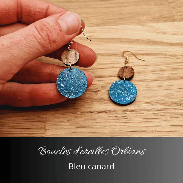 Boucles d'oreilles Orléans - Bleu canard