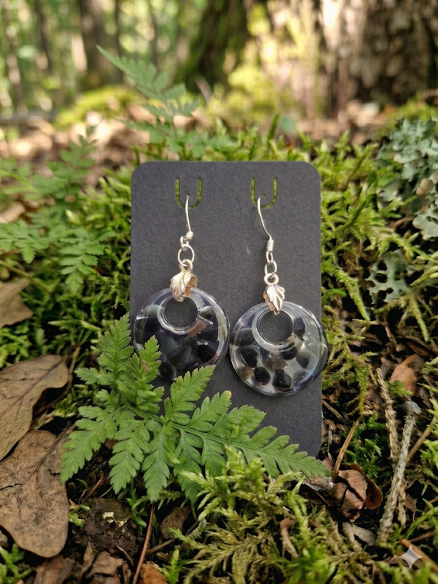 Boucles d'oreilles pendantes en argent 925 et pierres naturelles.