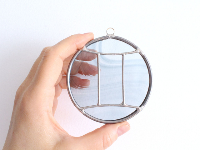 ♊ Suspension astro &quot;Gémeaux&quot; en vitrail