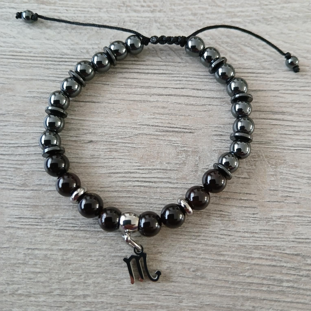 Sterrenbeeld armband Schorpioen – Granaat & Hematiet – verstelbaar (7.011)