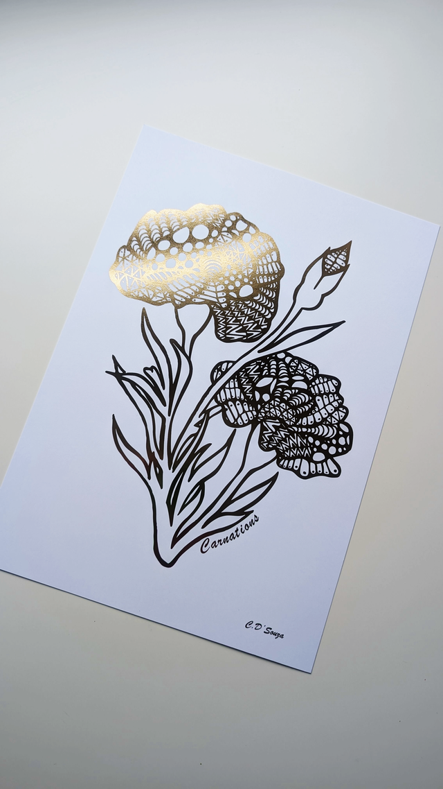 Carnations / January Flower Foil Print