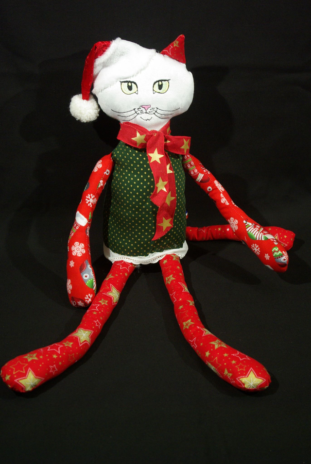 814-Doudou chat Noël Htr 62 cm