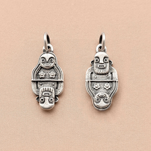 Soulmates Silver Necklace - Silver Matching Charms - Sterling Silver Couple Charms - Man Charm - 925 Woman Pendant - Medieval Couple