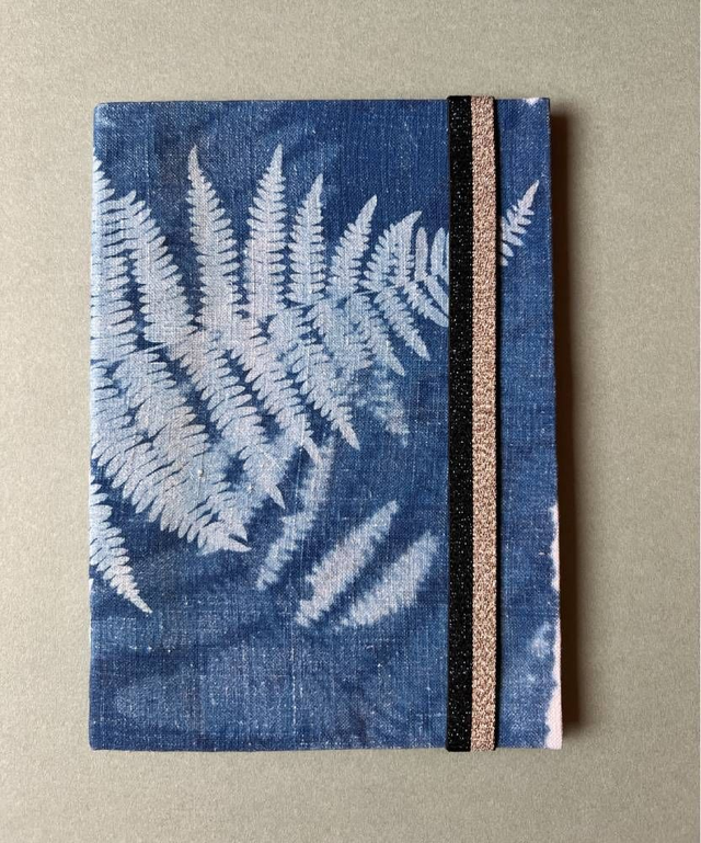 Carnet cyanotype sur tissu - Format A5