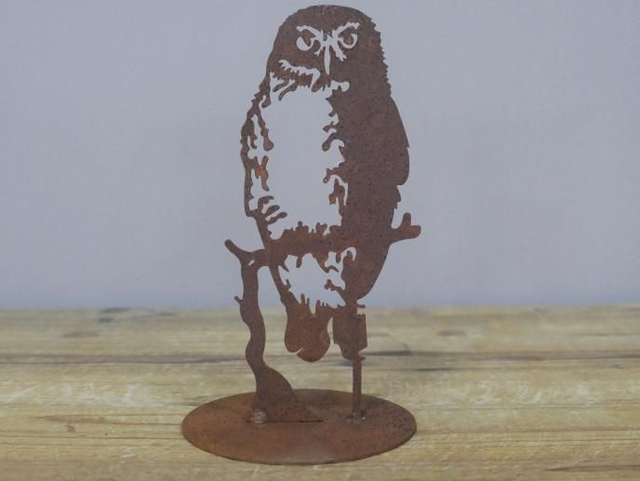 Metal Owl on a Plate 