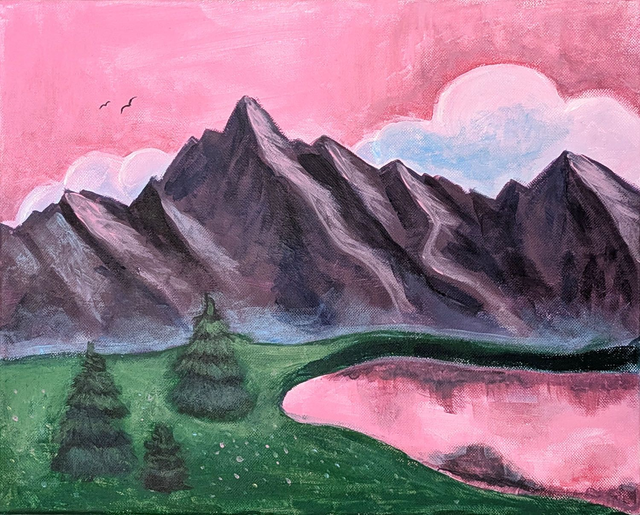Montagne au lac 40 x 30 cm