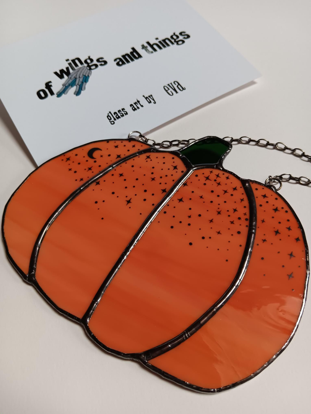 Stained glass hand-painted pumpkin
