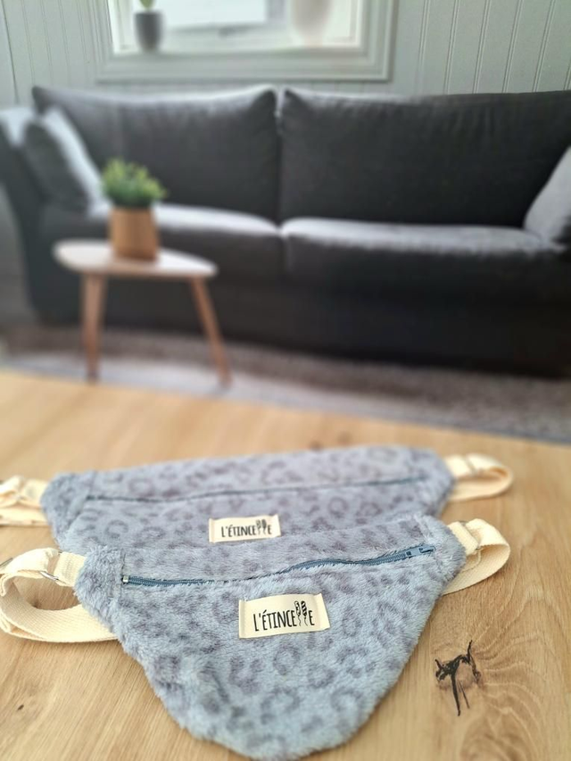 Sacs banane matchy adulte/enfant - Polaire léopard gris