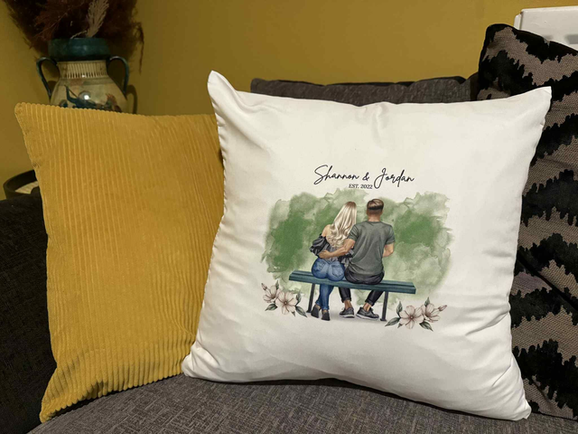 Personalised "Couple on a bench" Watercolour Cushion