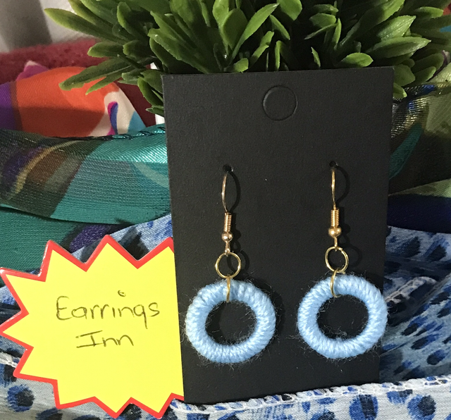 Blue Plain Knitted Dangling Earrings - PCOD15