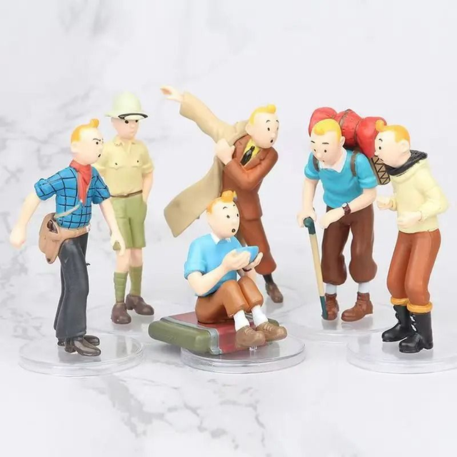 Kuifje figuren set op vakantie 6 stuks (6-8cm)