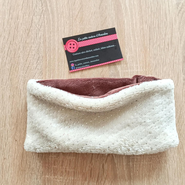 Snood bébé crème à paillettes/marron