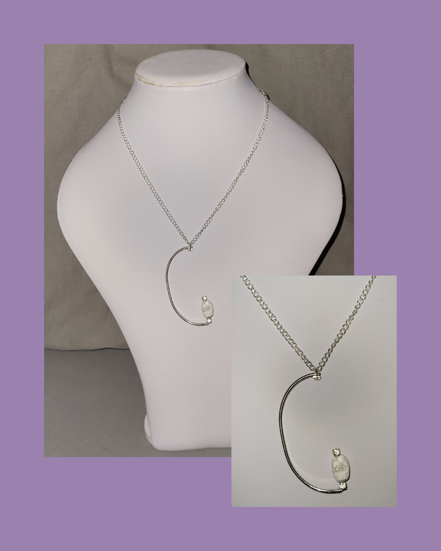 Marble Stone &amp; Diamanté Pendant