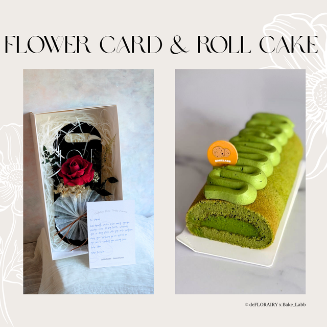 Terracotta: Love in Bloom Flower Card & Roll Cake | Direct Home Delivery | 4 Days in Advance