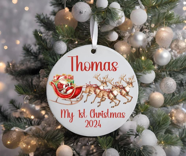 Reindeer 1st Christmas bauble