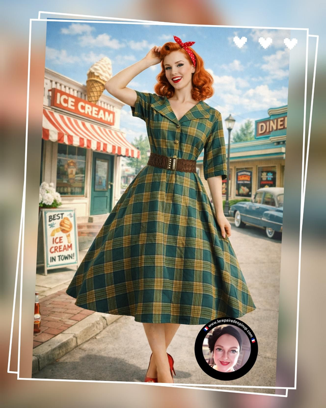 Robe Pin-up tartan avec ceinture Taille unique 