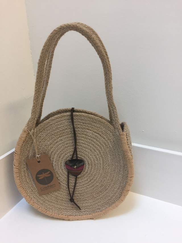 SOLD - Circular Jute Handbag - other colours to order