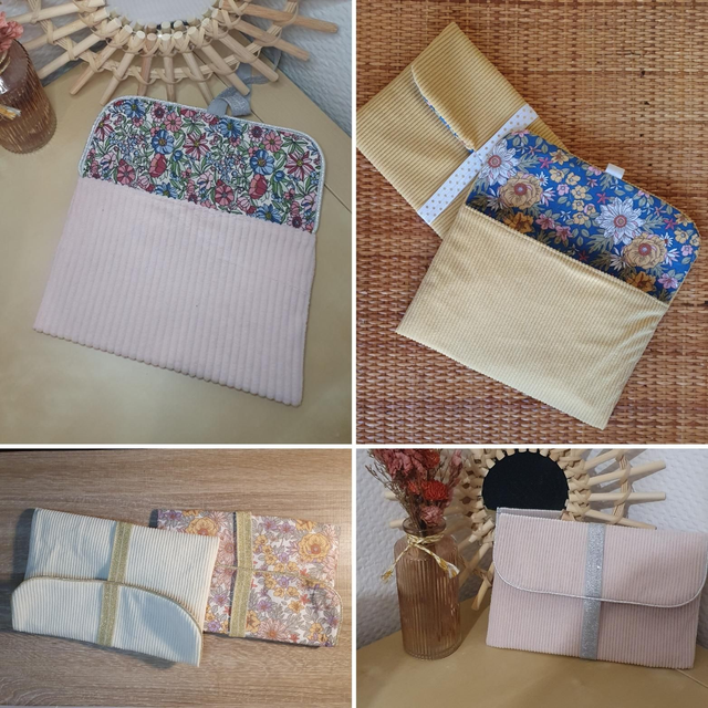 Pochette Jeannette Velours / Coton Fleuri à personnaliser   