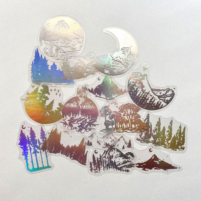 Stickers holographiques nature - Lot de 15