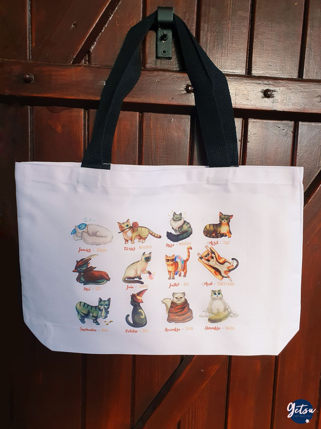 Sac de courses - calendrier des chats