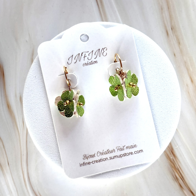 Boucles d’oreilles « Petite Floraison Vert Métal » 