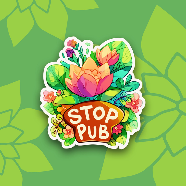 01 - Sticker &quot;Stop Pub&quot; Fleurs