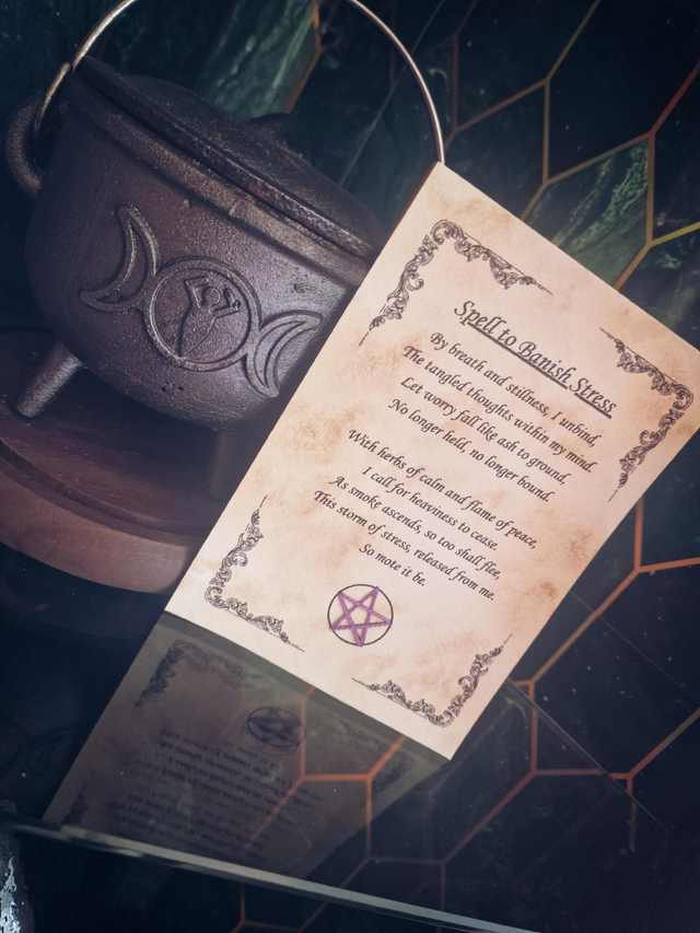 Spell to banish stress spell card A6