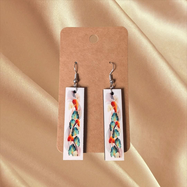 N° 89 Boucles d'oreilles rectangle fantaisie hypoallergénique 