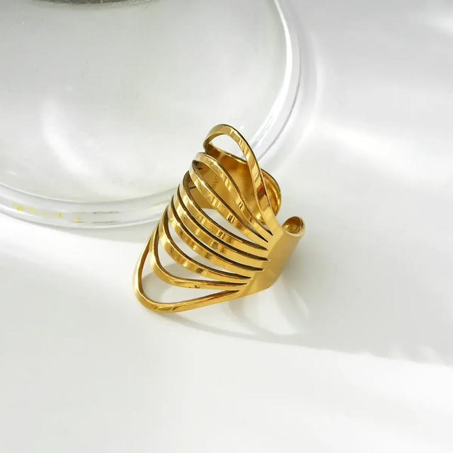 Bague Large En Cordes Dorées