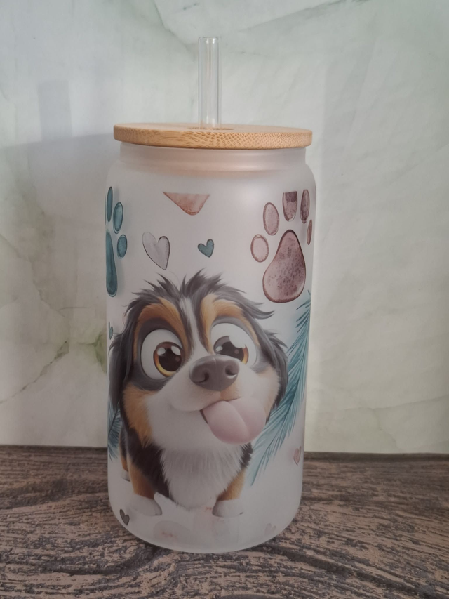 Verre givré chien rigolo