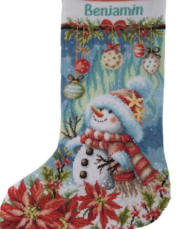 Snowman in Bloom Christmas Stocking cross Stitch Kit by Vervaco