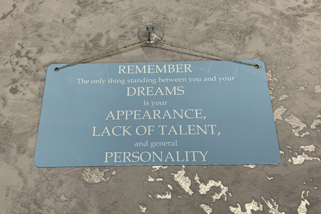 The only thing standing between you and your dreams sign