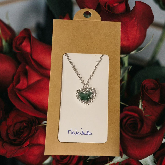 Coeur strass Malachite