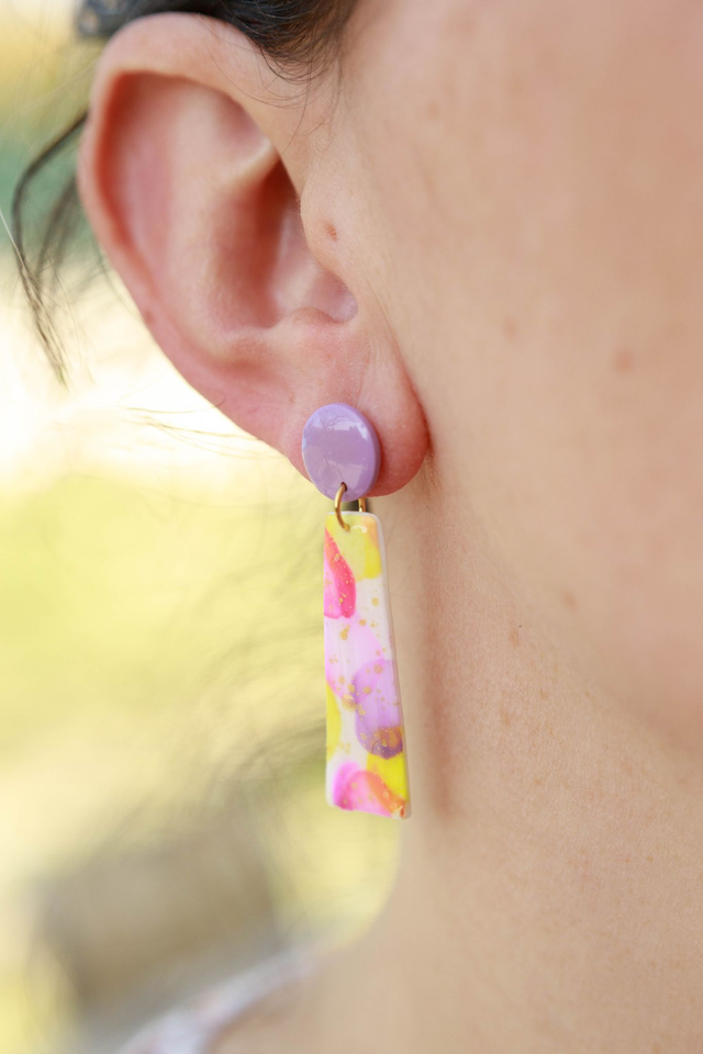 Boucles d&#039;oreilles longues Collection Floraison Colorée