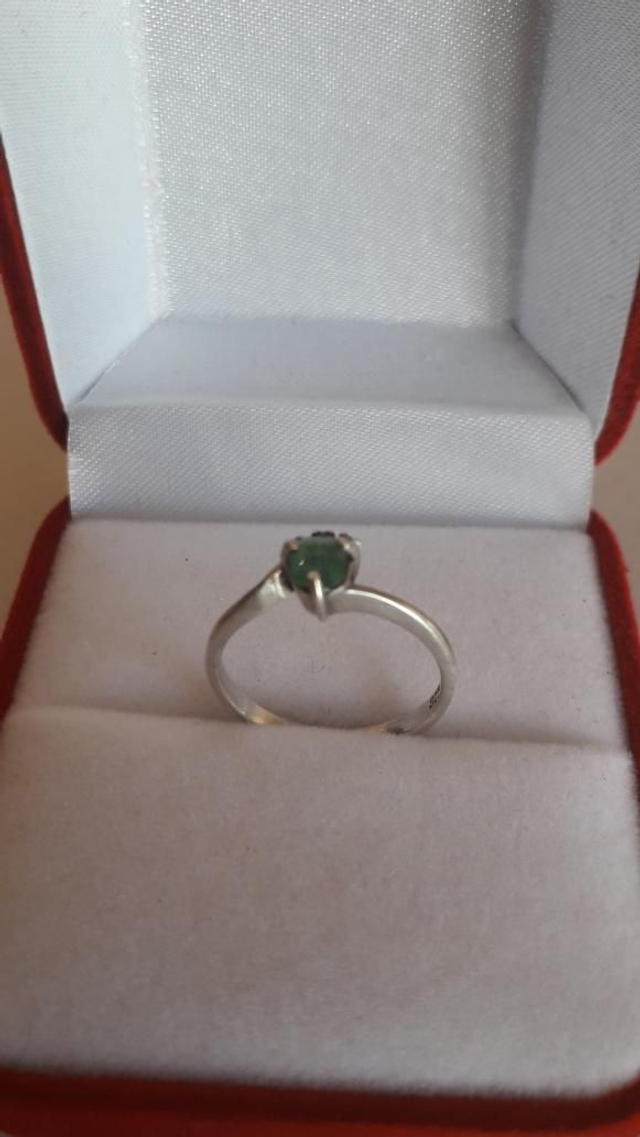 Bague émeraude, zirconium, argent 925