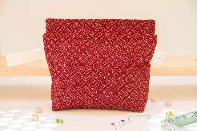 Neceser interior impermeable Sashiko Rojo Granate