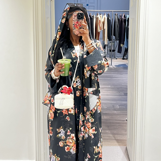 Black Rose Floral Abaya 