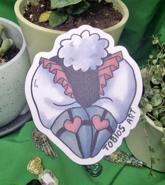 Furry Rabit Bum Glitter Vinyl Sticker 