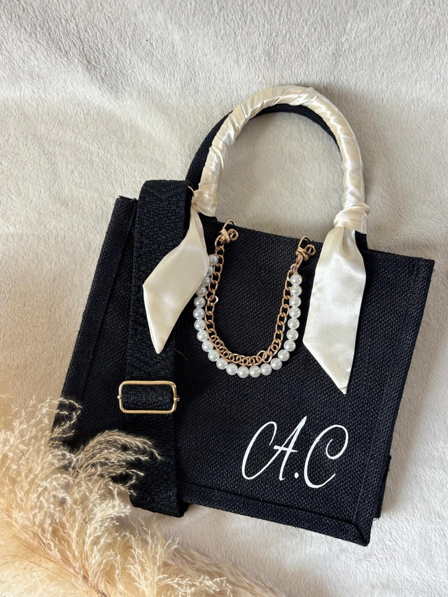 Sac en toile de jute noir à partir de