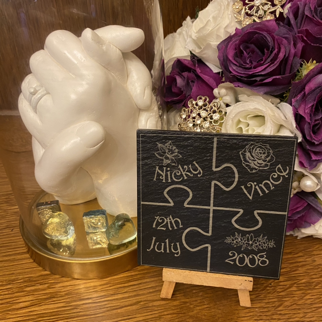 Coaster Jigsaw Personalised Slate Engraved 10cm 