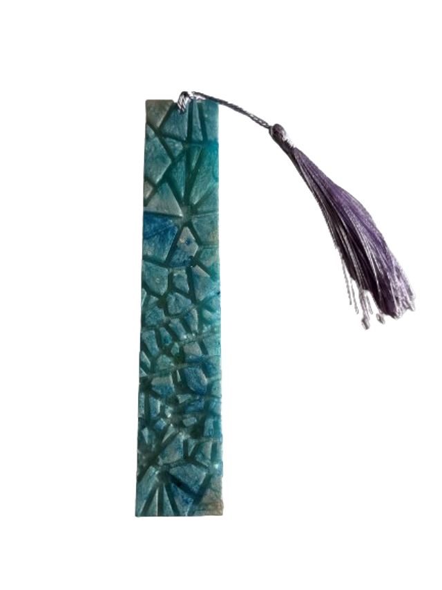 Marque page bleu et rose à motif triangle