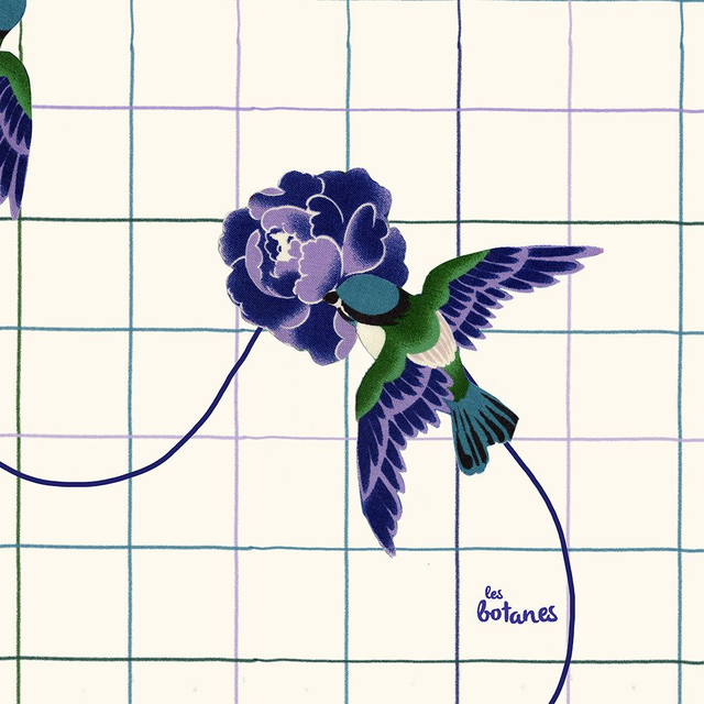 Torchon - Coton et Lin - 3 Mésanges Violettes