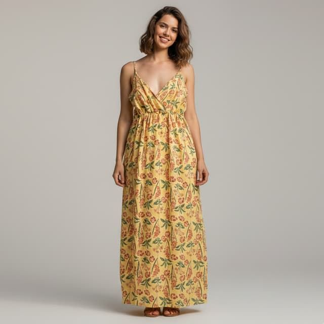 Robe Maxi d'Été à Imprimé Floral – Robe de Plage et Cérémonie Légère
