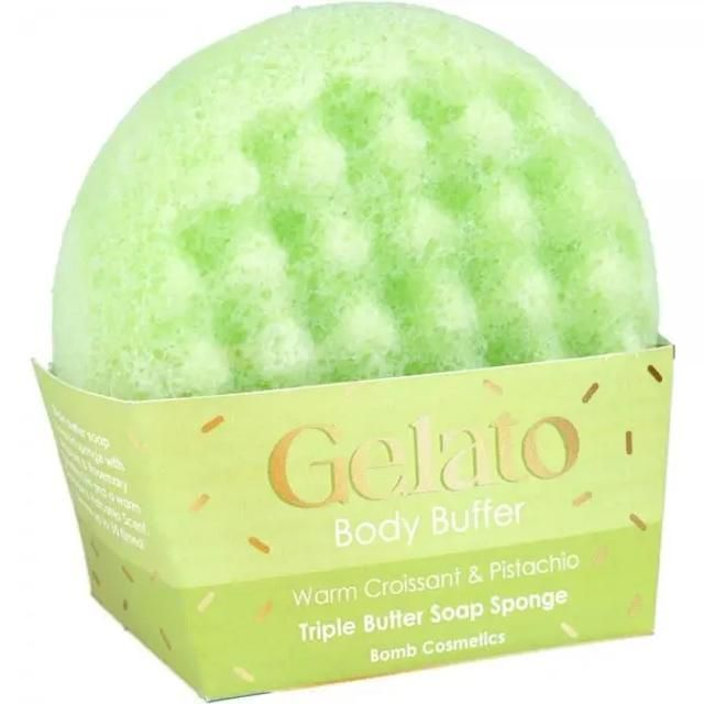 Bomb Cosmetics Body Buffer Shower Sponge Warm Croissant &amp; Pistachio