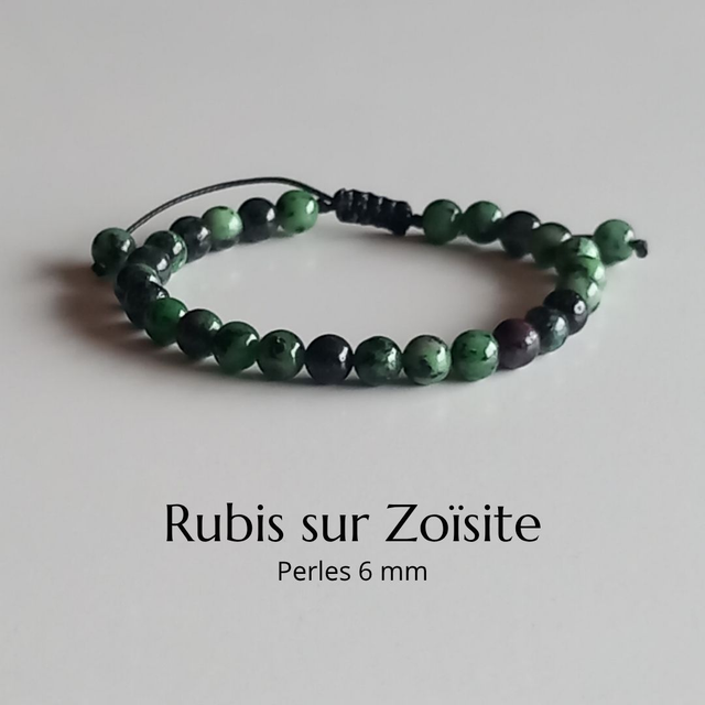 Bracelet ajustable en Rubis sur Zoïsite